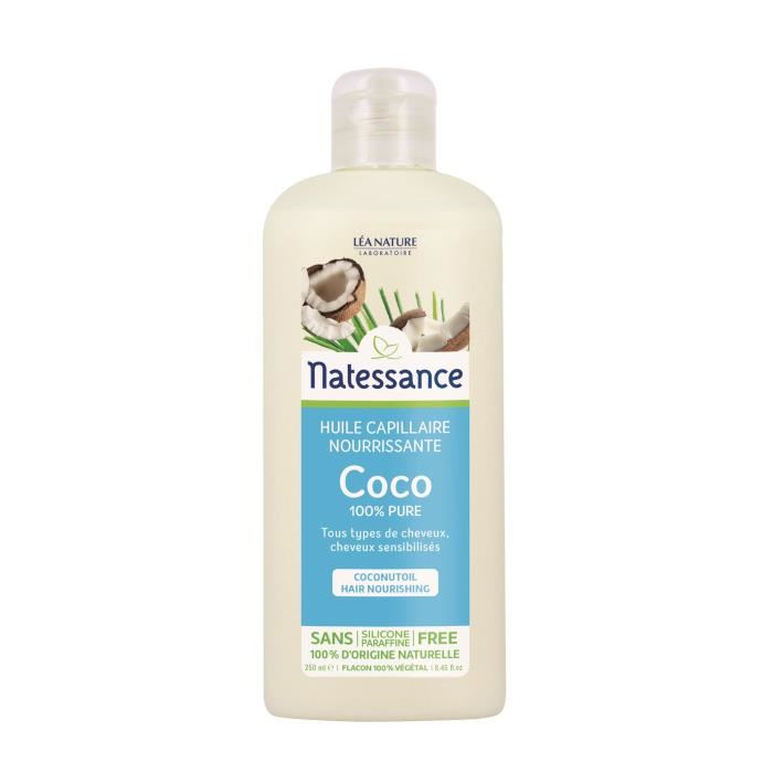 Natessance Huile De Coco Bio - 100% Pure - Nourrissante - Flacon 250 Ml