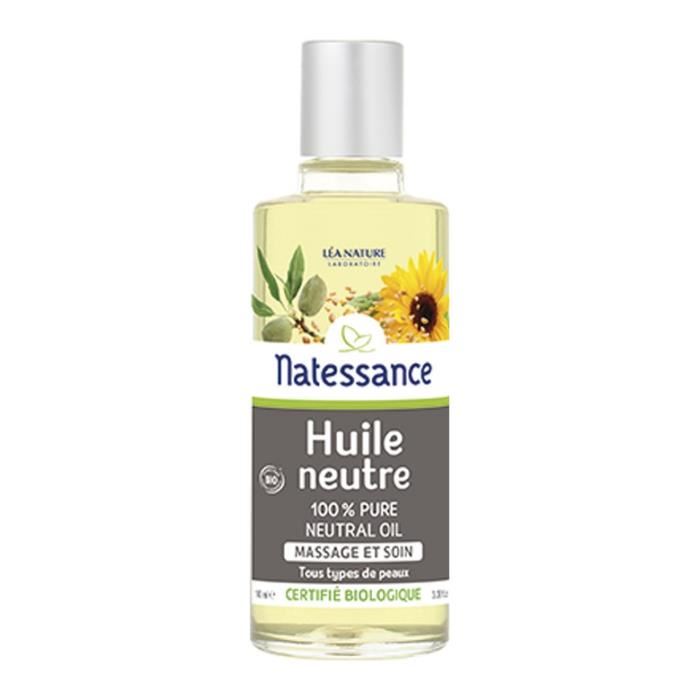 Natessance Huile Neutre Bio - 100% Pure - Massage Et Soin - Flacon 100 Ml