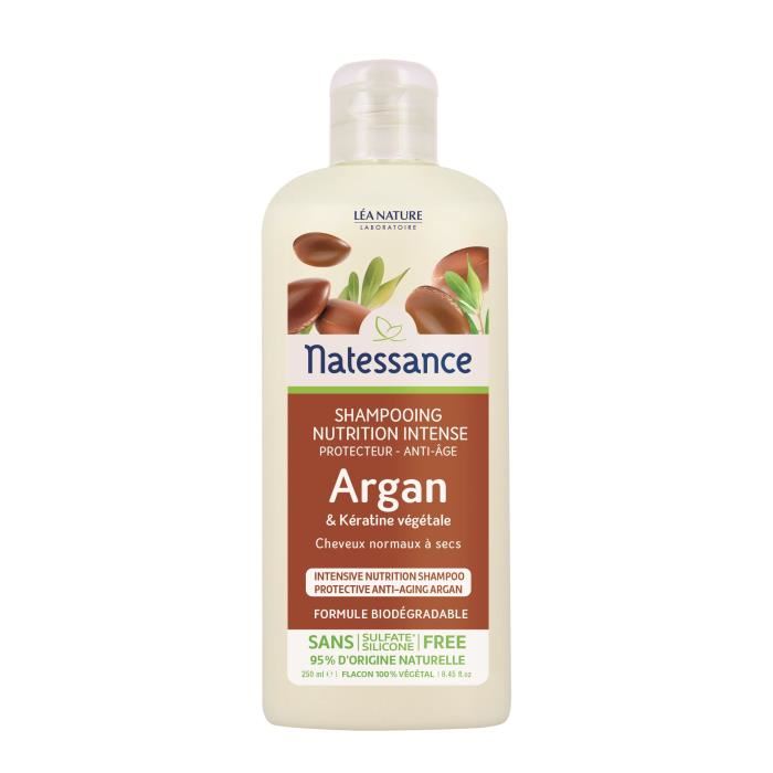Natessance Shampoing Nourrissant Argan Bio & Keratine Vegetale 250 Ml - Flacon 250 Ml