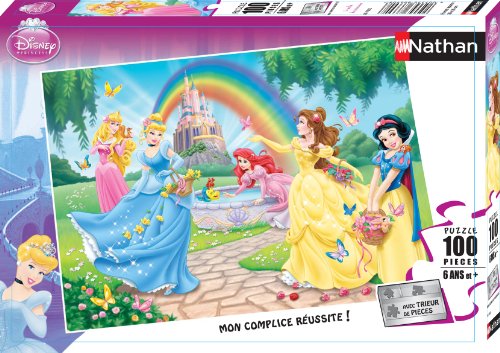 Puzzle Disney Princesses - Nathan - Le Jardin Des Princesses - 100 Pieces - Trieur - Des 6 Ans