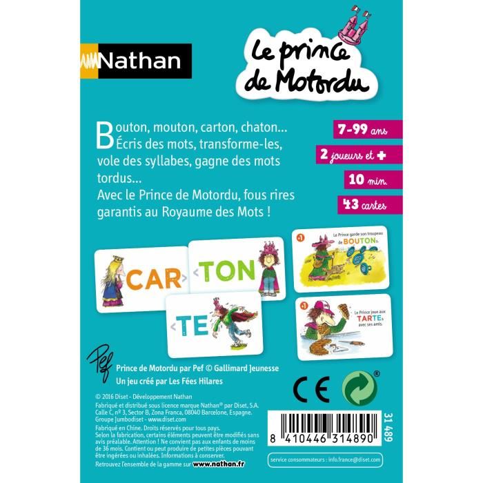 Jeu De Cartes Nathan Le Prince De Motordu Pour Enfant De 7 Ans Et Plus Vert