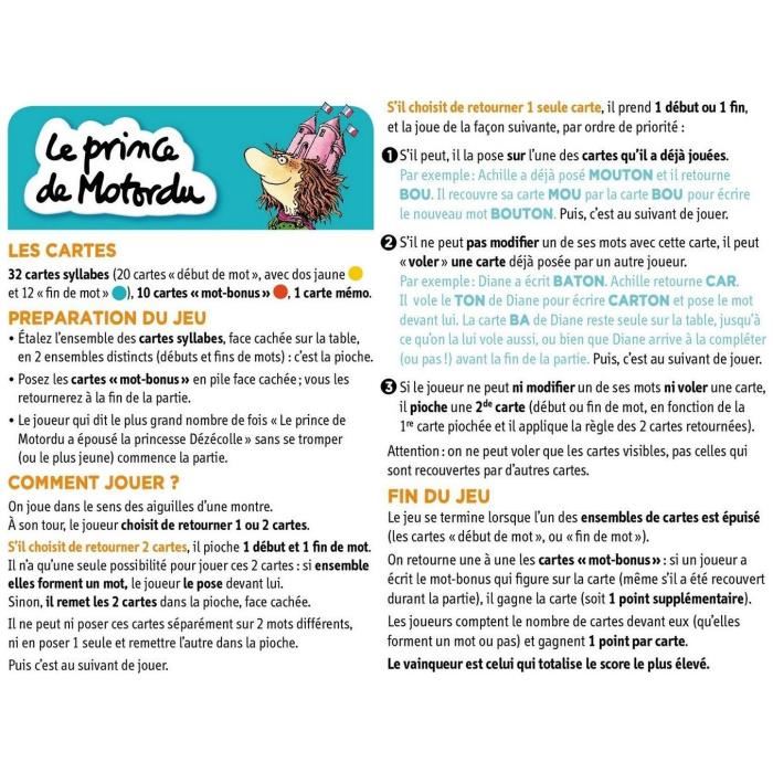 Jeu De Cartes Nathan Le Prince De Motordu Pour Enfant De 7 Ans Et Plus Vert