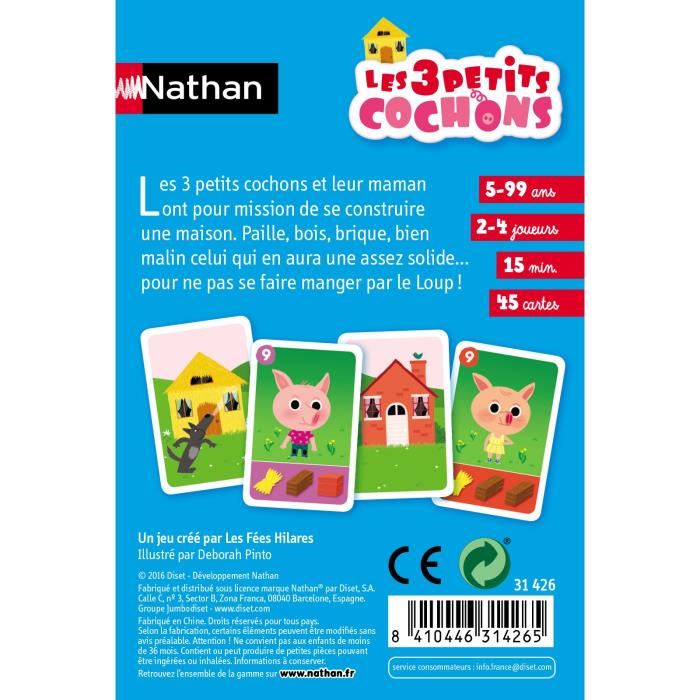 Jeu De Cartes Nathan Les 3 Petits Cochons Construction De Maison Solide Enfant 15 Min