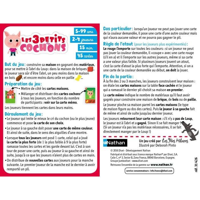 Jeu De Cartes Nathan Les 3 Petits Cochons Construction De Maison Solide Enfant 15 Min