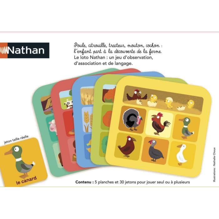 Nathan - Loto De La Ferme - Jeu Educatif Pour Enfants De 3 Ans Et Plus