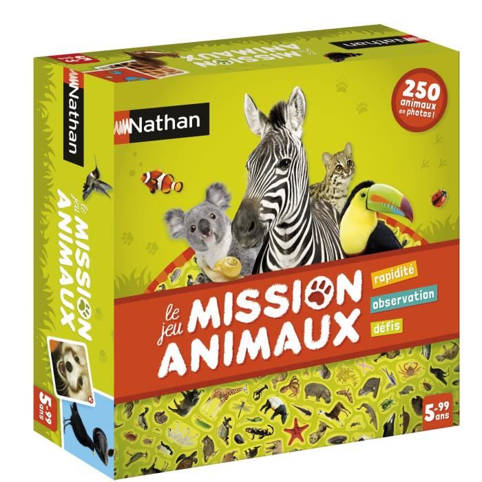 Jeu De Societe Nathan Mission Animaux Observation Et Rapidite 250 Photos Reelles