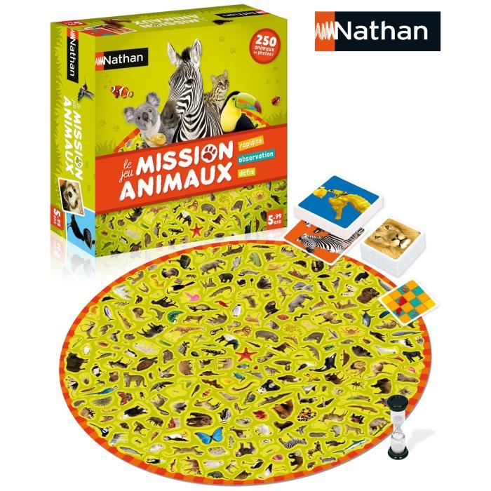 Jeu De Societe Nathan Mission Animaux Observation Et Rapidite 250 Photos Reelles