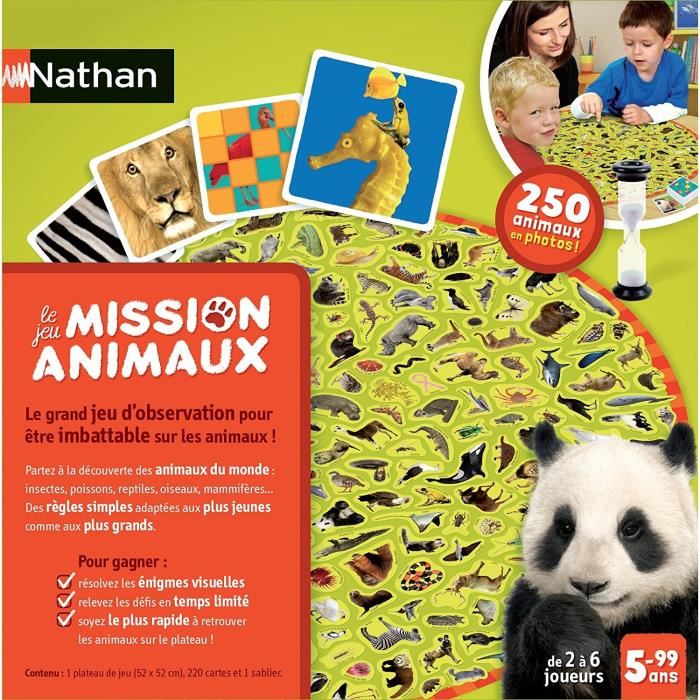 Jeu De Societe Nathan Mission Animaux Observation Et Rapidite 250 Photos Reelles