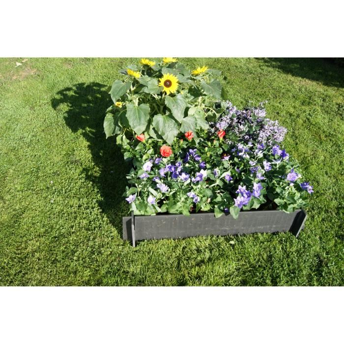 Nature Carre Potager Borderfix Epaisseur 10mm - 100x100xh19cm - Noir