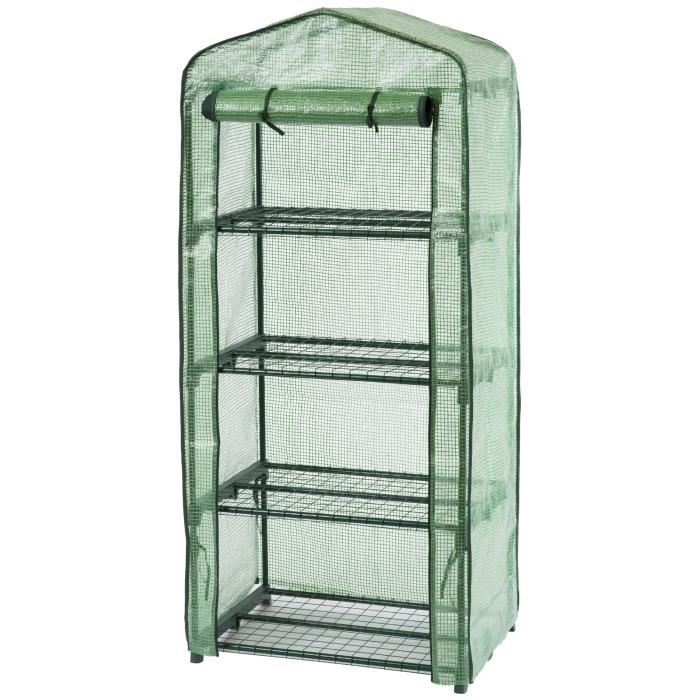 Nature Serre De Jardin Avec Etagere A 4 Niveaux - H 160 X 69 X 49 Cm