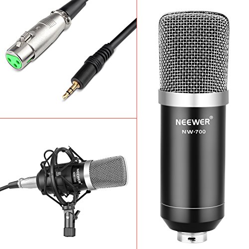 Microphone A Condensateur Professionnel Neewer Nw-700 - Enregistrement Studio - Reglable - Noir