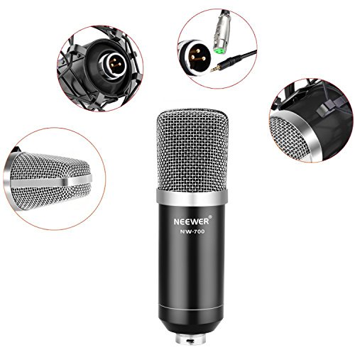 Microphone A Condensateur Professionnel Neewer Nw-700 - Enregistrement Studio - Reglable - Noir