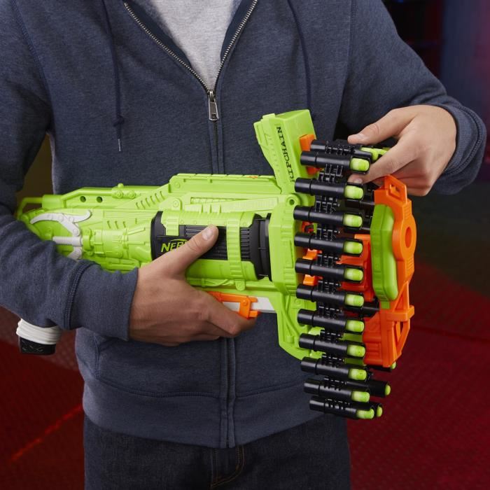 Pistolet Nerf Zombie Ripchain - Nerf - Modele Ripchain - Chaîne A 25 Flechettes