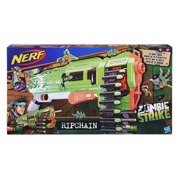 Pistolet Nerf Zombie Ripchain - Nerf - Modele Ripchain - Chaîne A 25 Flechettes