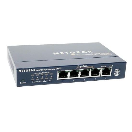 Netgear Gs105 Switch Ethernet 5 Ports Metal Gigabit (10/100/1000), Protection Prosafe, Garantie A Vie Ideal Pour Les Pme Et Tpe