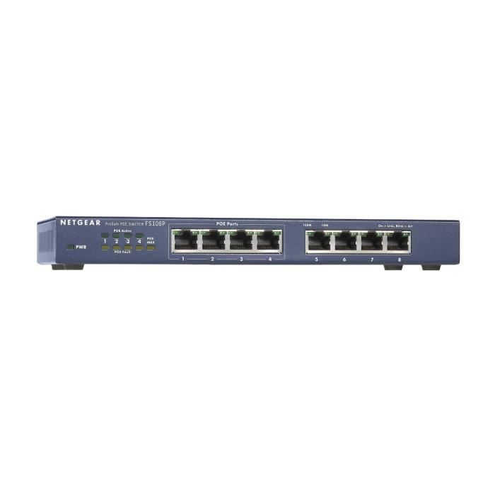 Netgear Switch Poe 8 Ports 10100 Boitier Metal Prosafe Fs108peu