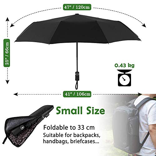 Newdora Resistant Au Vent Coupe Vent Parapluie De Voyage Incassable Leger 8 Bale