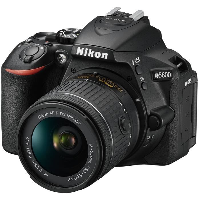 Appareil Photo Reflex Nikon D5600 + Objectif Af-p 18-55 Vr - Capteur Dx 24,2 Mp - Plage De Sensibilites Etendue