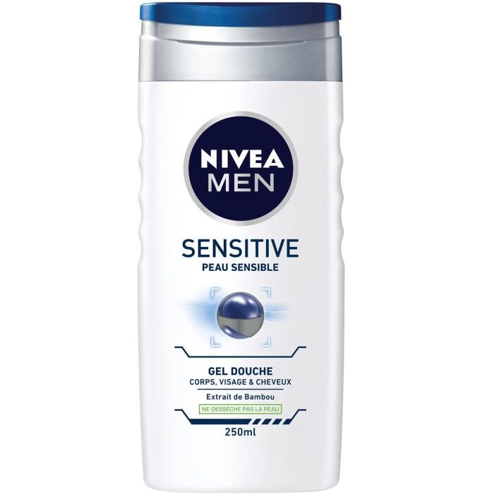 Nivea Men Sensitive Gel Douche 3en1 Corps Visage & Cheveux 250 Ml - Flacon 250 Ml