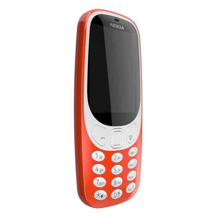 Telephone Mobile Nokia 3310 Rouge Ecran 24 Qvga Photo 2mp Avec Flash Led Batterie 1200mah