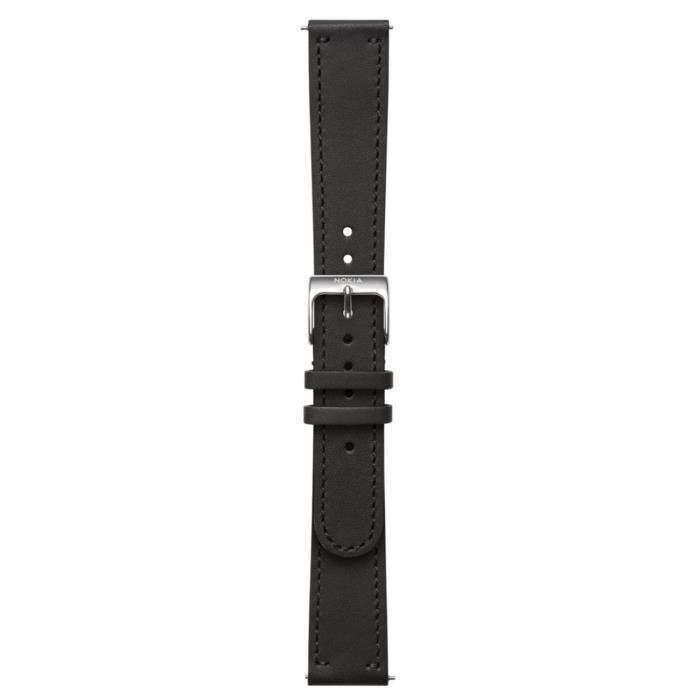 Bracelet En Cuir Noir 18mm Pour Montres Connectees Nokia Steel Et Steel Hr 36mm - Nokia
