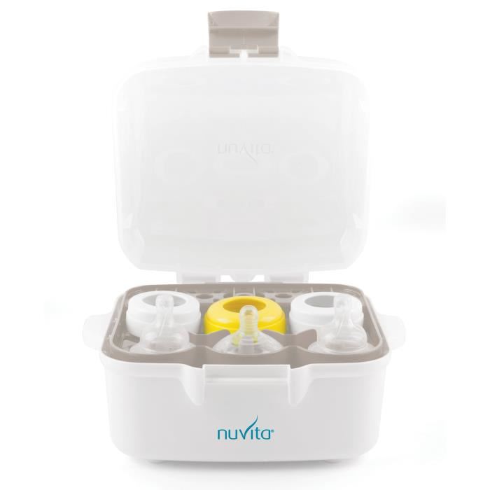 Sterilisateur Micro-ondes - Nuvita - Compatible Avec Toutes Les Bouteilles - Poignees Sures - Blanc