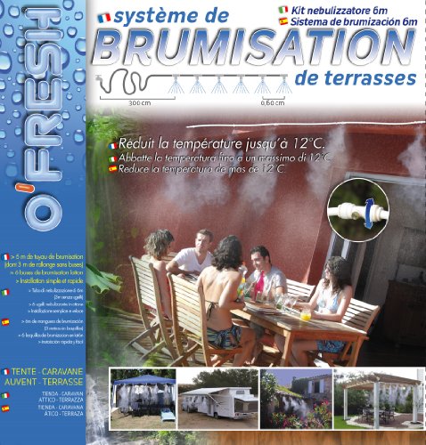Brumisateur De Terrasse Haute Performance Ofresh - 6m - 6 Buses Laiton - Blanc - Garantie 2 Ans