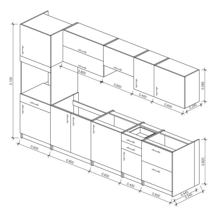 Obi Cuisine Complete L 300 Cm Avec Colonne Blanc Laque Brillant