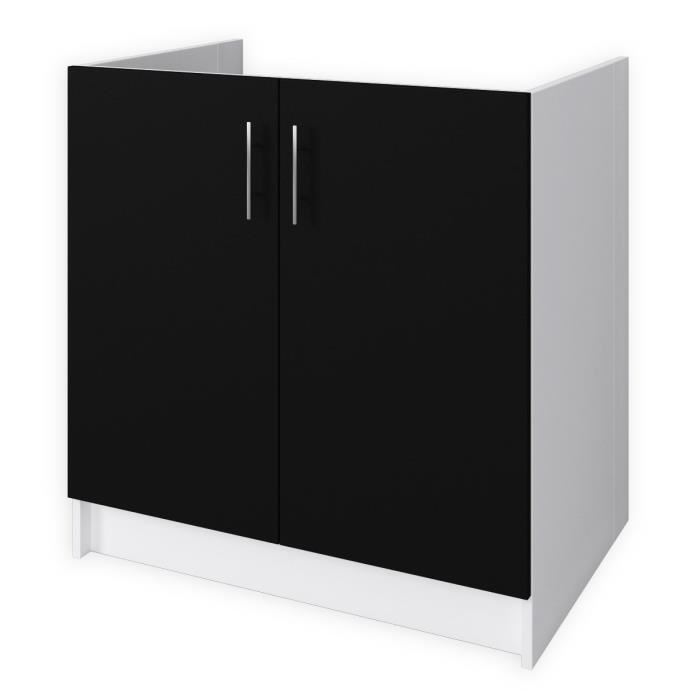 Obi Meuble Sous Evier L 80 Cm - Noir Mat