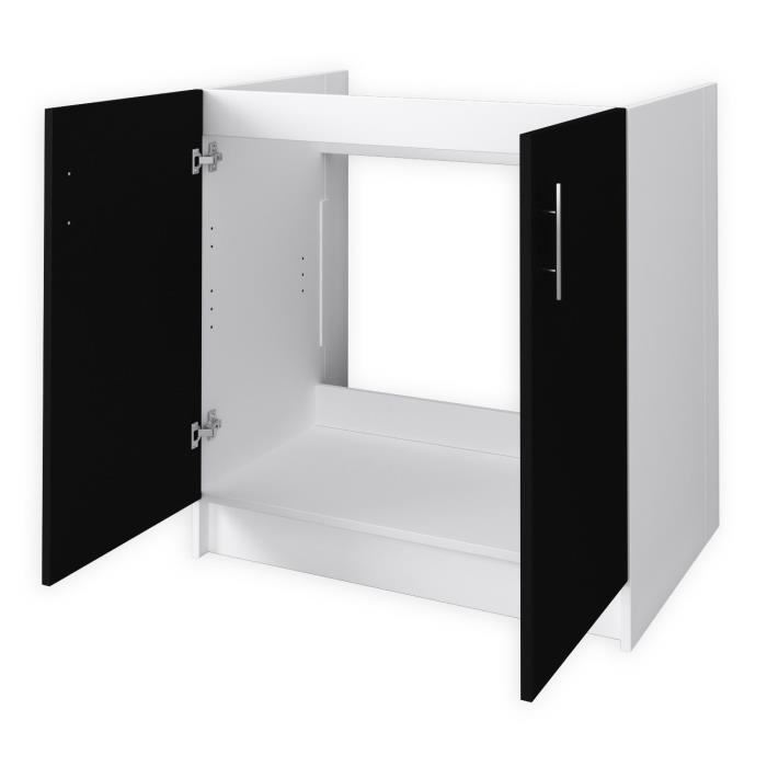 Obi Meuble Sous Evier L 80 Cm - Noir Mat