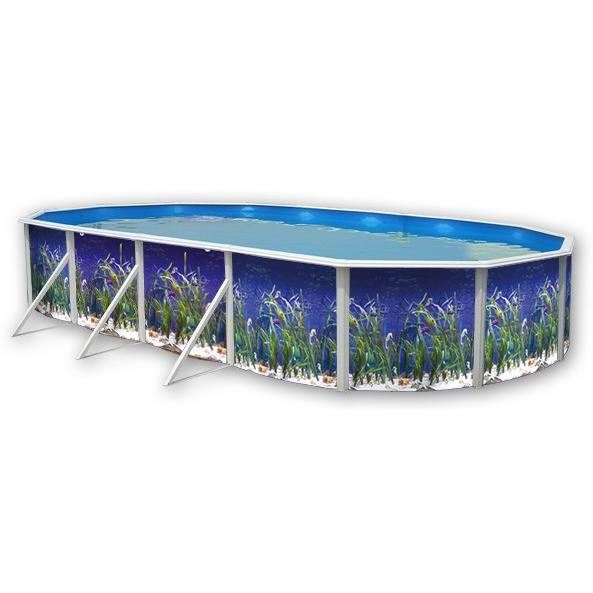 Ocean Piscine Hors Sol Ovale En Acier 730 X 366 X 120 Cm Kit Complet Piscine Filtre Skimmer Et Echelle