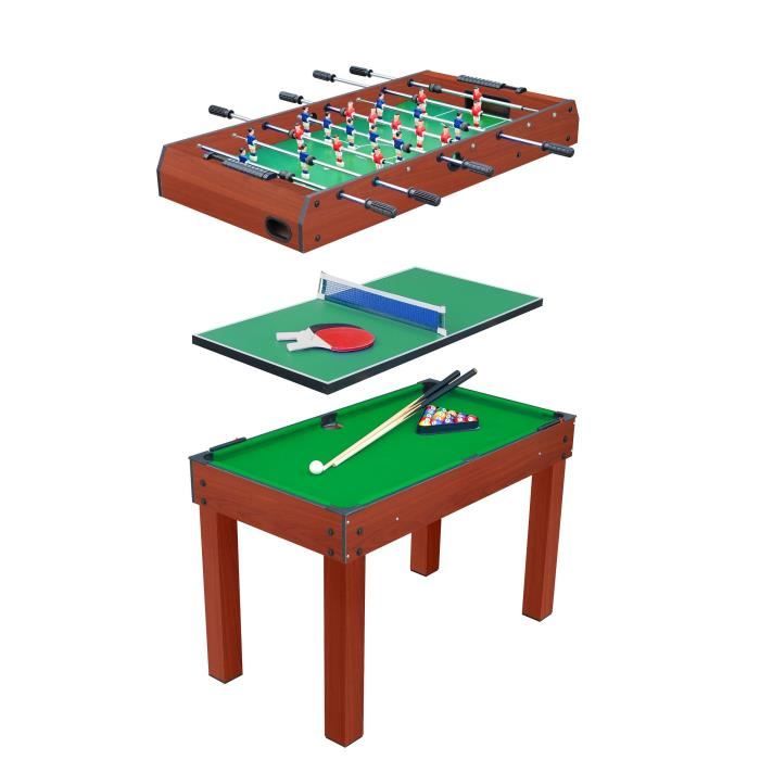 Table Multi Jeux 3 En 1 Devessport Billard Baby Foot Et Ping Pong Vert 37 Kg