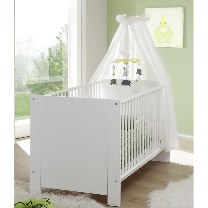 OLIVIA Chambre Bebe Complete Lit 70x140 cm Armoire Commode Blanc