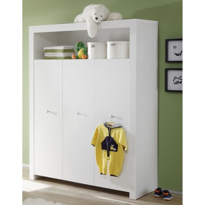 Chambre Bebe Trio Lit 70 X 140 Cm Commode A Langer Armoire Olivia Blanc Trend Team
