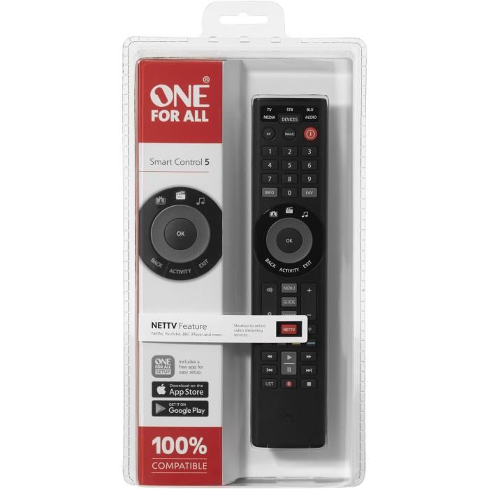 Telecommande Universelle - One For All - Urc7955 - Smart Control 5en1 - Configuration Via Smartphone - Nettv