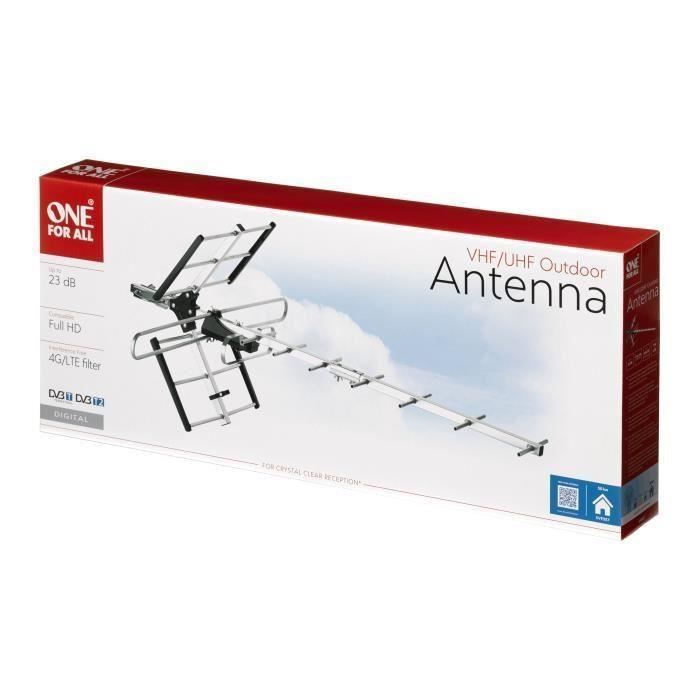 Antenne Tv Exterieure One For All Sv9357 Professional Line Vhfuhf Amplifiee Full Hd Filtre 5g Montage Simple