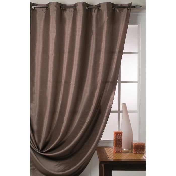 Rideau En Taffetas Shantung Effet Soie - Taupe - 150 X 260 Cm