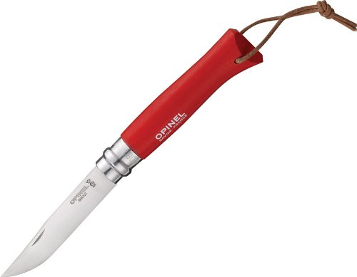 Opinel Couteau Opinel Baroudeur N°8 Lien Cuir, Rouge