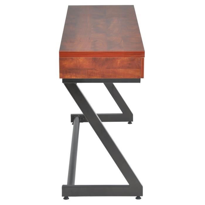 Oral Bureau Droit Contemporain En Metal Noir + Plateau Melamine Imitation Bois - L 116 Cm