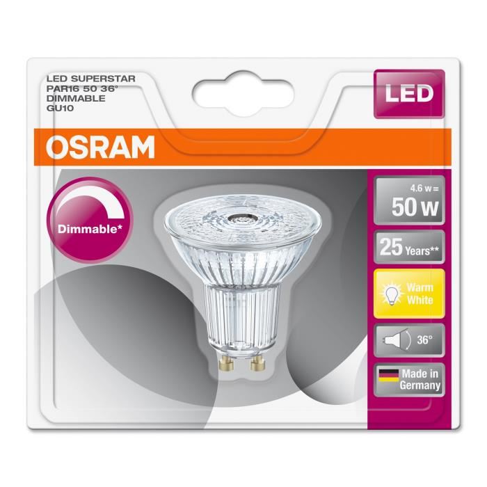 Ampoule Led Reflecteur Gu10 46 Watt Eq 50 Watt Dimmable Superstar Osram