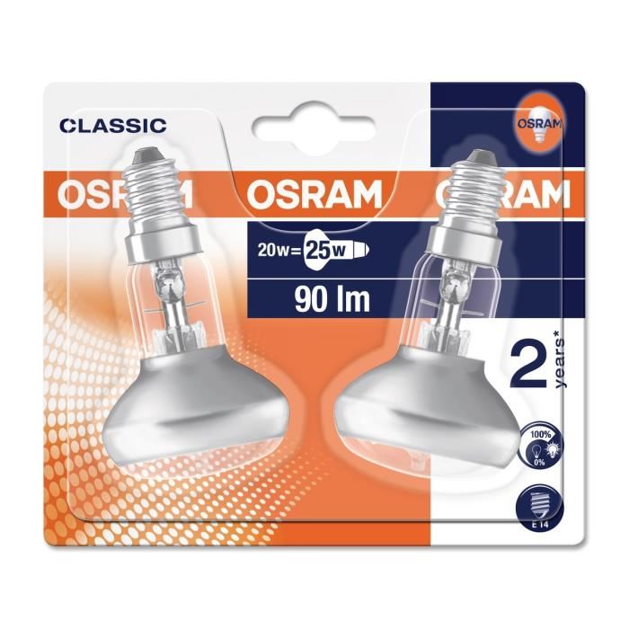 OSRAM Lot de 2 Ampoules spots Eco Halogenes R50 E14 20 W equivalent a 25 W