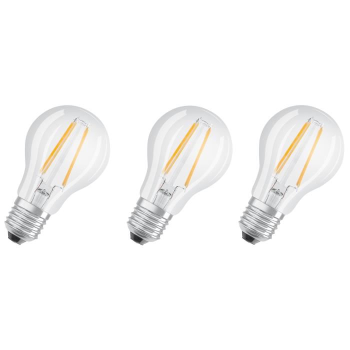 Osram Lot De 3 Ampoules Led E27 Standard Claire 65 W Equivalent A 60 W Blanc Froid