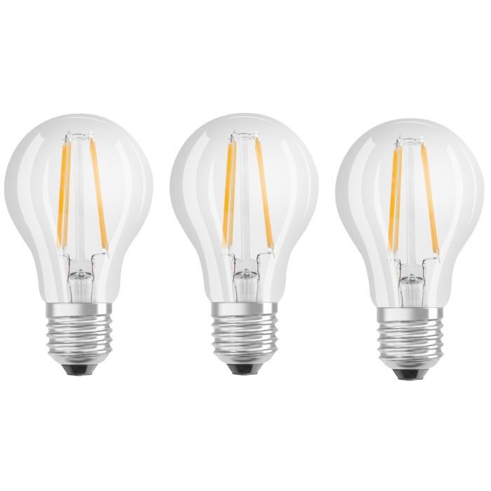 OSRAM Lot de 3 Ampoules LED E27 standard claire 65 W equivalent a 60 W blanc froid