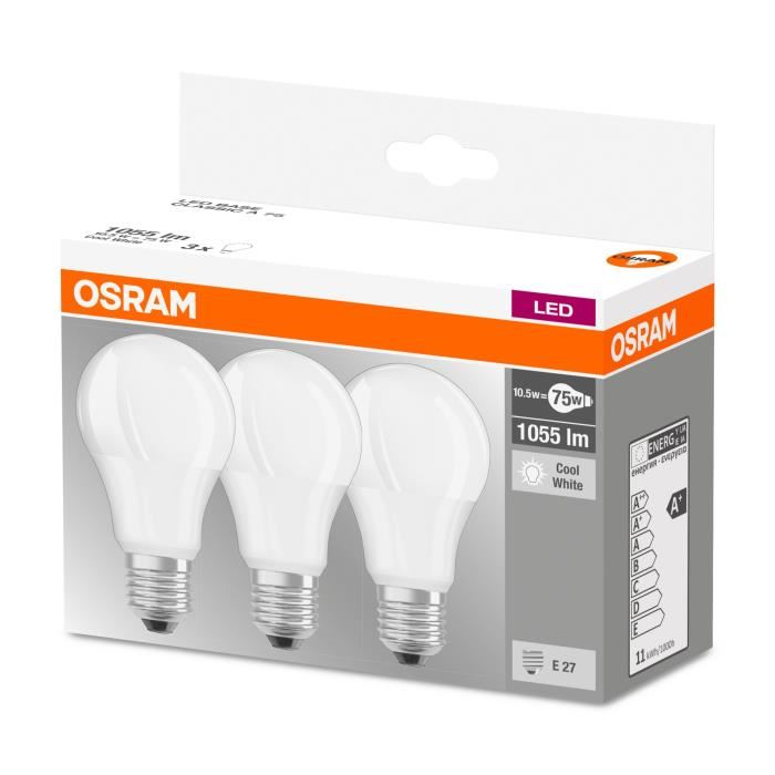 Osram Lot De 3 Ampoules Led E27 Standard Depolie 105 W Equivalent A 75 W Blanc Froid