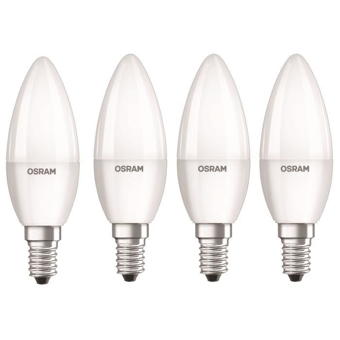 OSRAM Lot de 4 Ampoules LED E14 flamme depolie 5 W equivalent a 40 W blanc froid