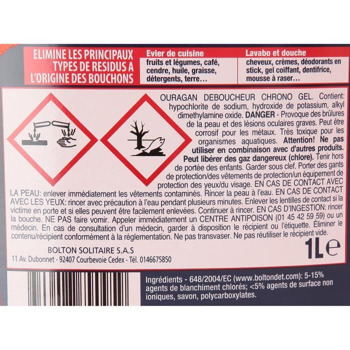 Deboucheur chrono Ouragan - le bidon de 1 l