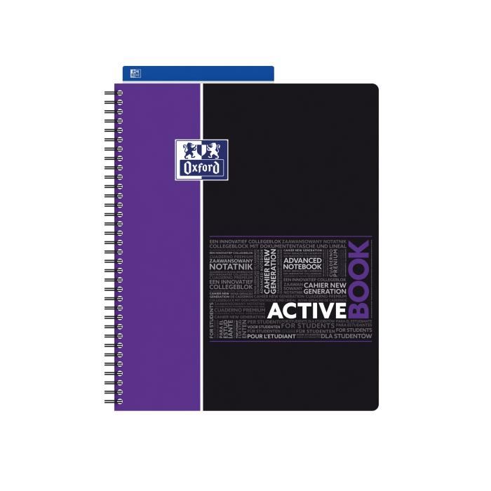 Cahier a spirale - Couverture plastique - Oxford etudiant - A4+ - 160 pages - Quadrille 5x5 - Feuilles perforees + App scribzee - Activebook