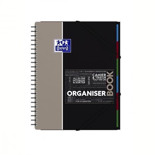 OXFORD Cahier Organiserbook Polypropylene Avec trieur Integre 160 pages 245 x 31 cm Etudiant