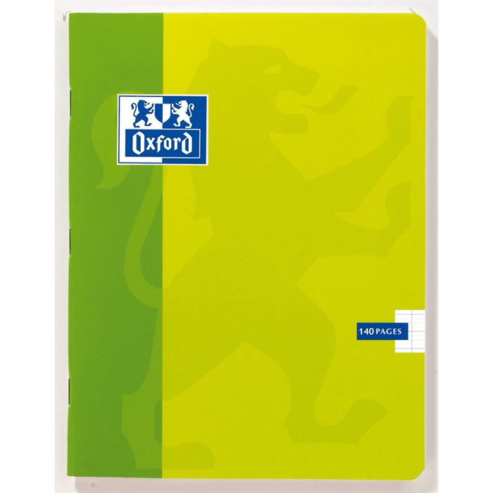 Cahier Oxford Essential Format 24 x 32 cm 140 pages Grands carreaux (seyes) Papier satine 90g extra blanc Couvertures pelliculees assorties differentes suivant format. Caracteristiques eco-responsable : NF Environnement Cahier Oxford Classique - 24 x 32