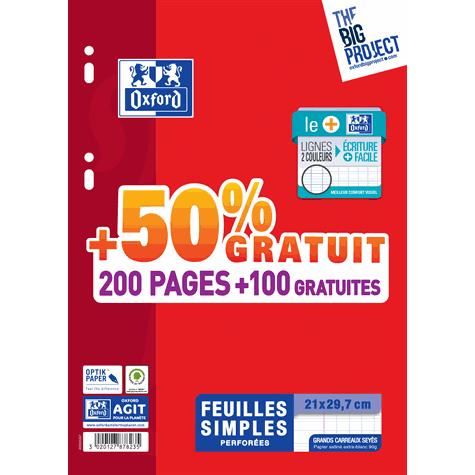 Feuilles Simples Oxford Perforees 300 Pages 90g Seyes